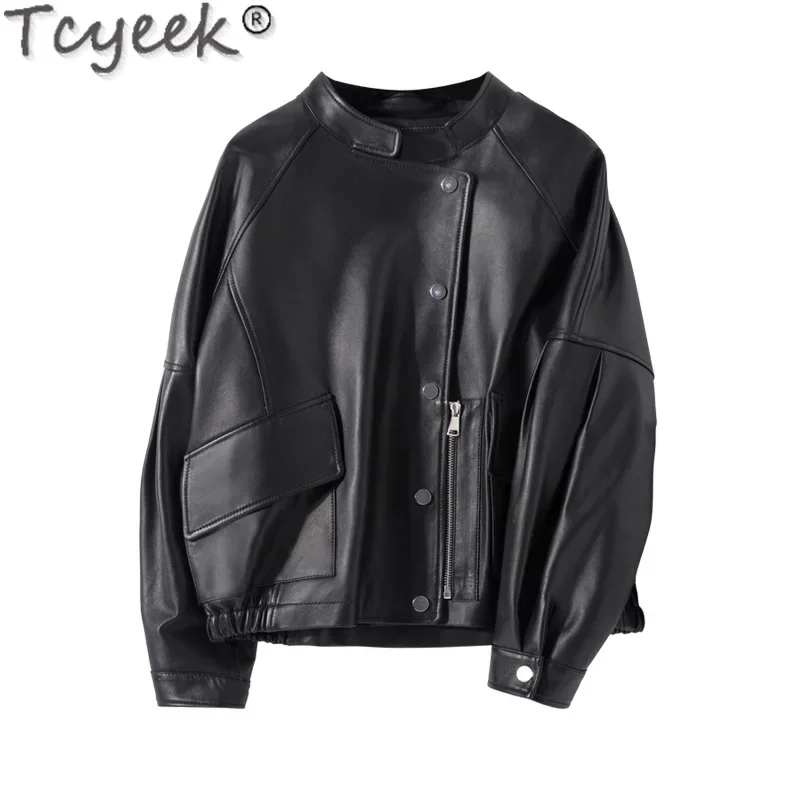 

Tcyeek Real Leather Jacket Women Genuine Sheepskin Coat Spring Fall Motocycle Jackets Korean Loose Coat Кожаная Куртка Женская