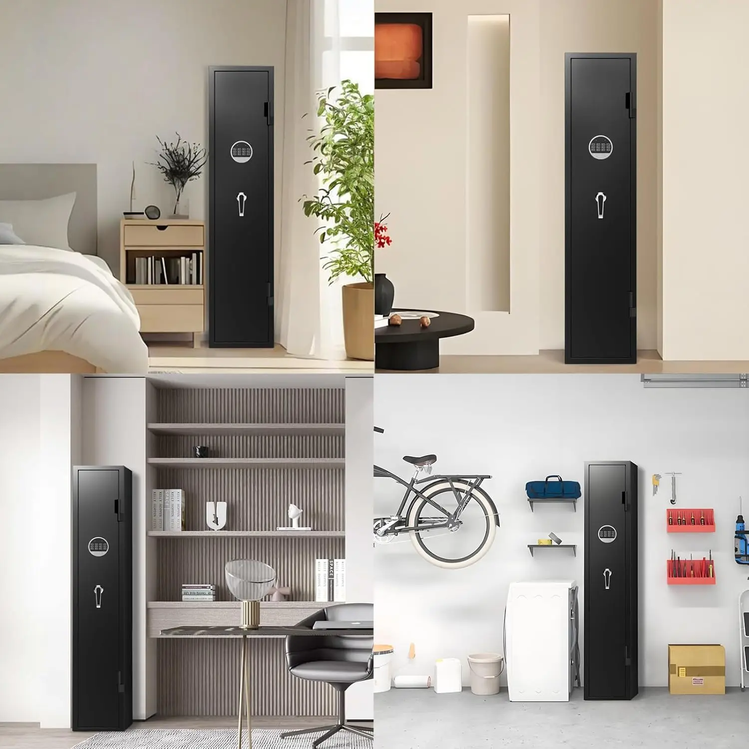 Gun Safe, 2-3 Electronic Rifle Safe for Shotgun and Pistol with Inner Box, Digital Gun Cabinet with Dual Alarm System,180 Degree