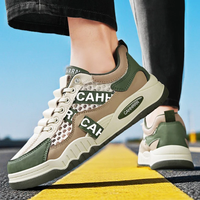 

Mesh Lightweight Sneakers Elastic Band Platform Vulcanized Shoes Big Size Men’s Shoes Fashion Leather Casual Shoes For Men