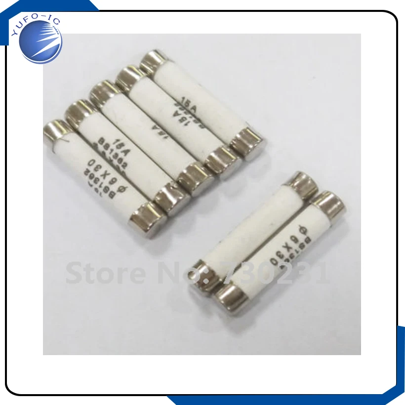 Free Shipping 100pcs 250V 15A 15AMP Heavy Duty Ceramic Fuses Fuse 6x30 hym 6*30mm fast blow