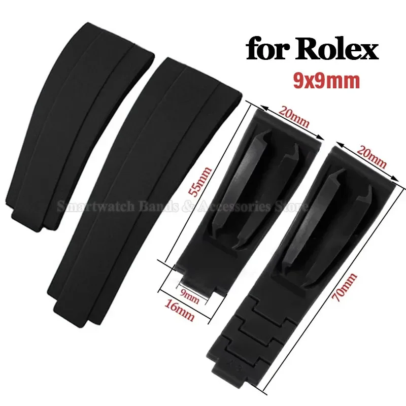 Silicone Watch Strap for Rolex 20mm for Daytona for Submariner Waterproof Wrist Band TPU Rubber Bracelet Solid Folding Buckle