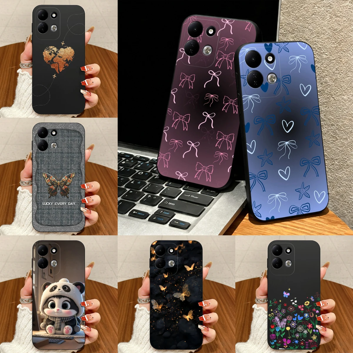 Hülle für Redmi17 4G 5G Funkelnder Schmetterling Herz Staubdicht Rutschfest Einzigartiger Transparenter Schutz für Xiaomi Redmi 17 Schale Capa