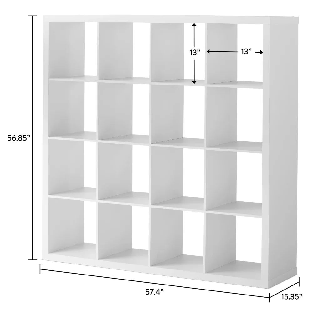 Organizer portaoggetti a 16 cubi, struttura bianca