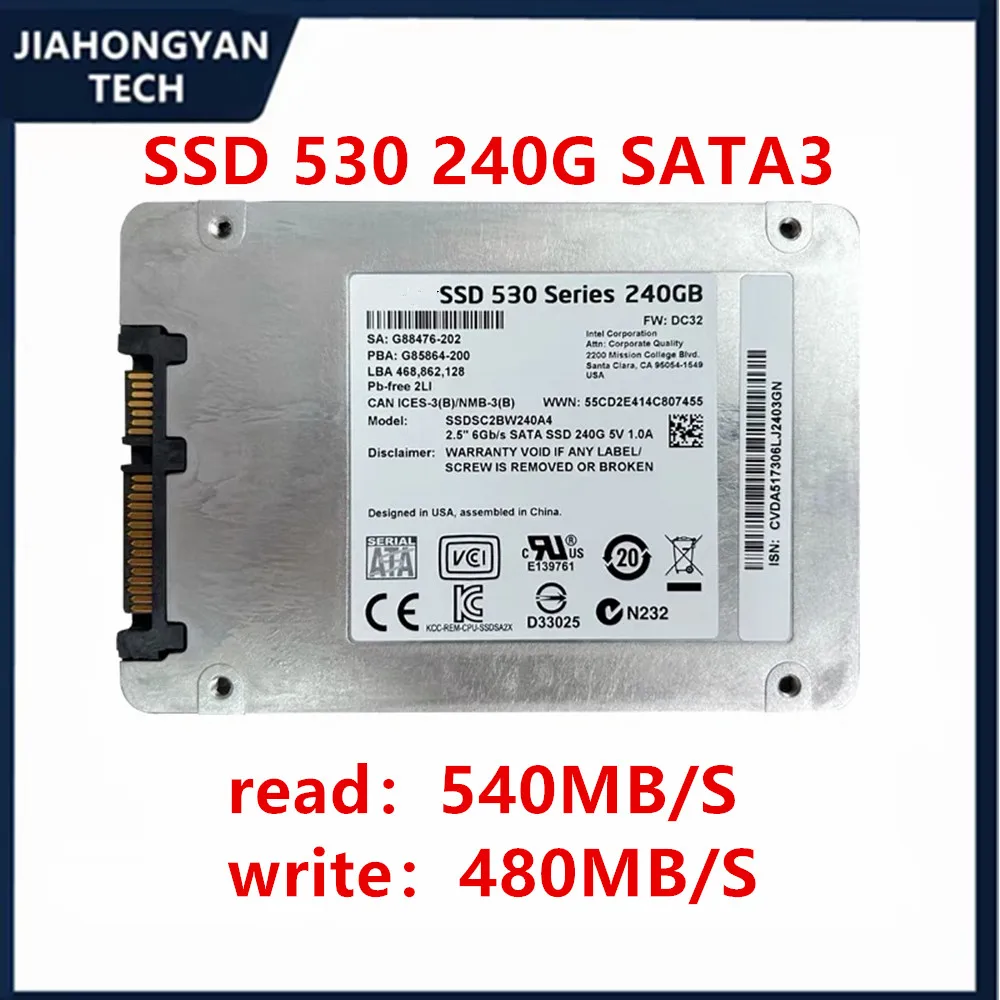 الأصلي ل Intel SSD S3500 80G 530 240G SATA 2.5 بوصة MLC محرك الحالة الصلبة جديد