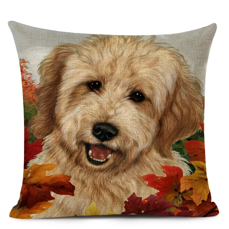 Bulldog Pug Dog Cushion Cover Cute Cartoon Dog Printing Throw Pillow Case for Sofa Home Decor Pillow Covers 45x45CM