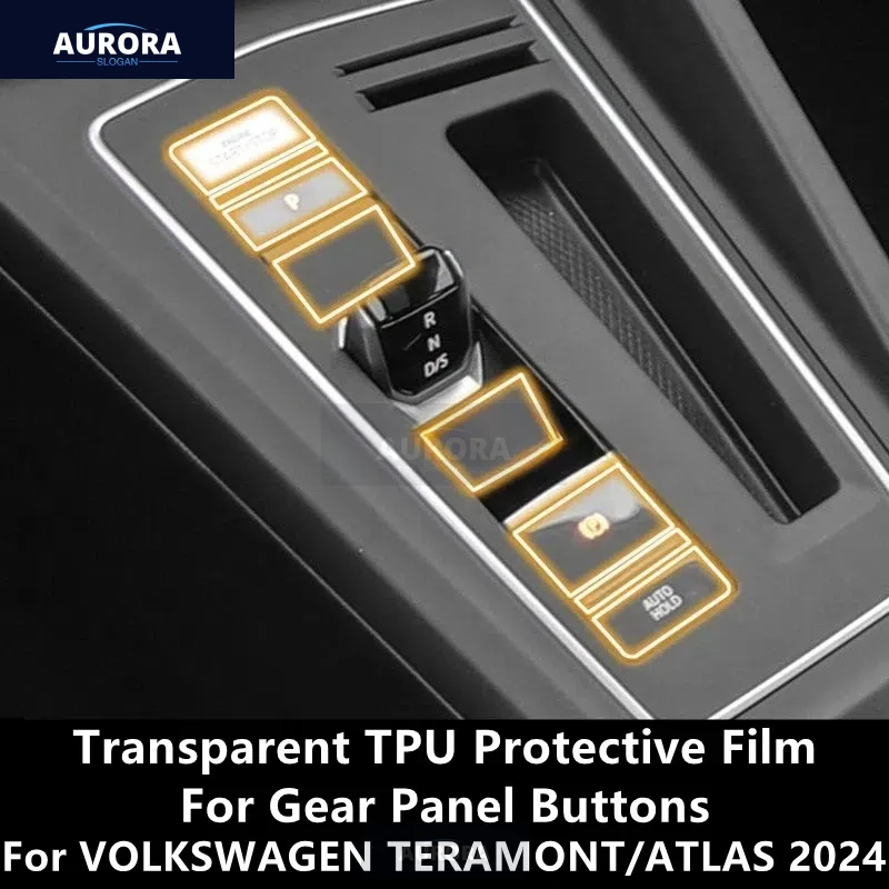 Botones de engranaje para VOLKSWAGEN TERAMONT/ATLAS 2024, película protectora de TPU transparente, antiarañazos, accesorios de reparación