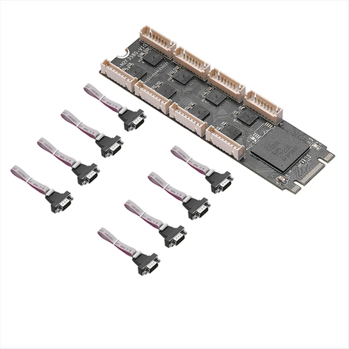A412Z NEW M2- to 8 Port RS232 Serial Expansion Card Riser- Adapter Support M2 NVME B+M Keys High-Performance Chip EXAR 17V358 Re