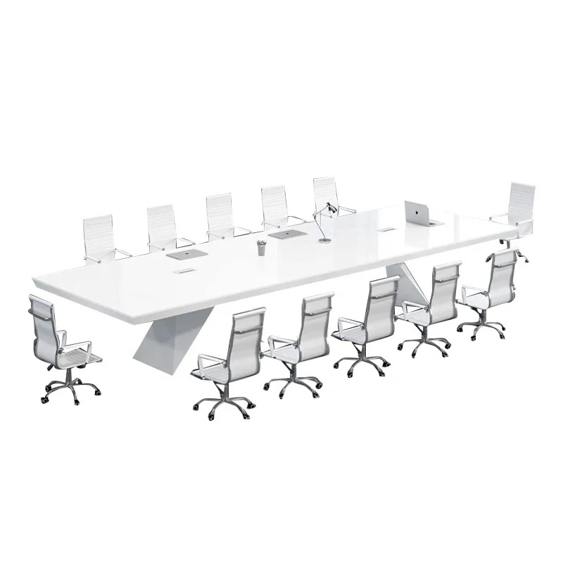 Hot Sale White Meeting Table Chairs Modern Boardroom Seminar Teamwork Conference Table