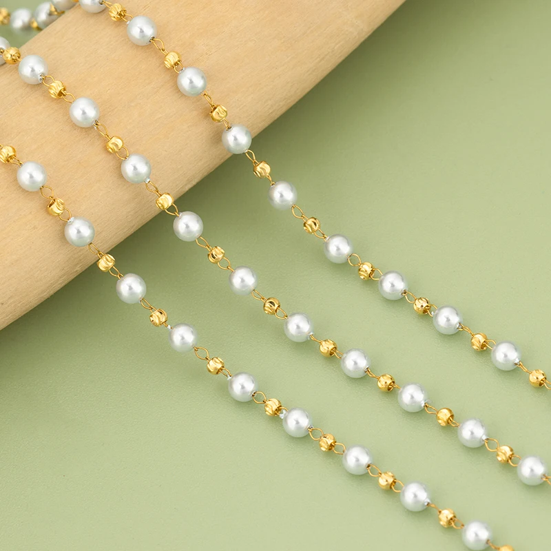 assoonas, 1m/Stück, C459, Kette, Edelstahl, Kunststoffperle, handgefertigt, Dekorationszubehör, DIY Armband Halskette, Schmuckherstellung – Detail 4