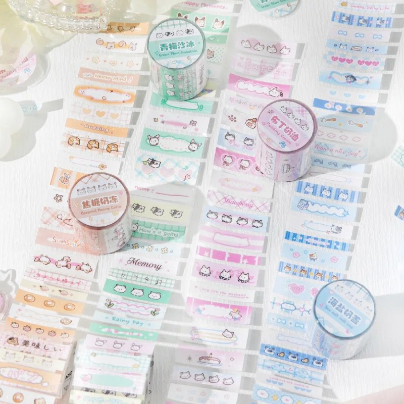 

Glitter Sand Texture Washi Tape Cute Cartoon Cat Cloud Pattern Adhesive for Journal Cute DIY Scrapbooking Decorative Stickers