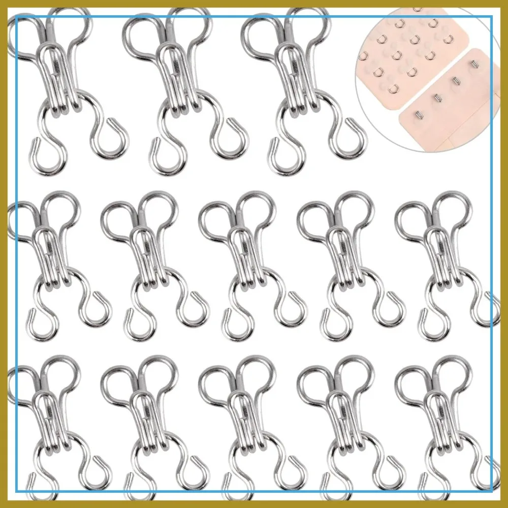 

100 Set Copper Sewing Hooks and Eyes Closure for Clothing Bra Replacement, Silver 1#(13mm)