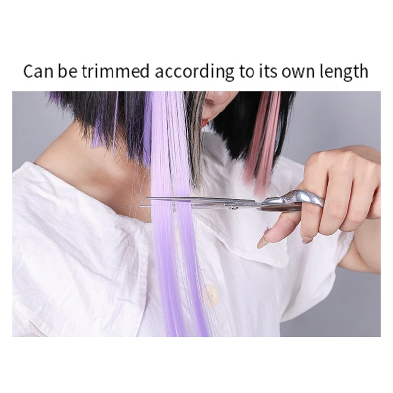 10Pc Rainbow Girl Highlighted Hair Extension Hairpin Long Straight Hair Clip Trimmable For Hair False Hair Red 3.2X55cm, Durable