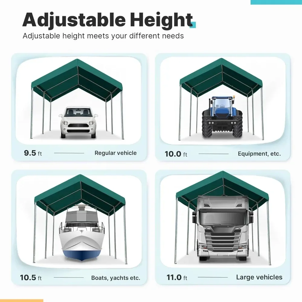 

10x15 Ft Heavy-duty Carports, Portable Car Awnings, Garages, Party Tents, Boat Shelters