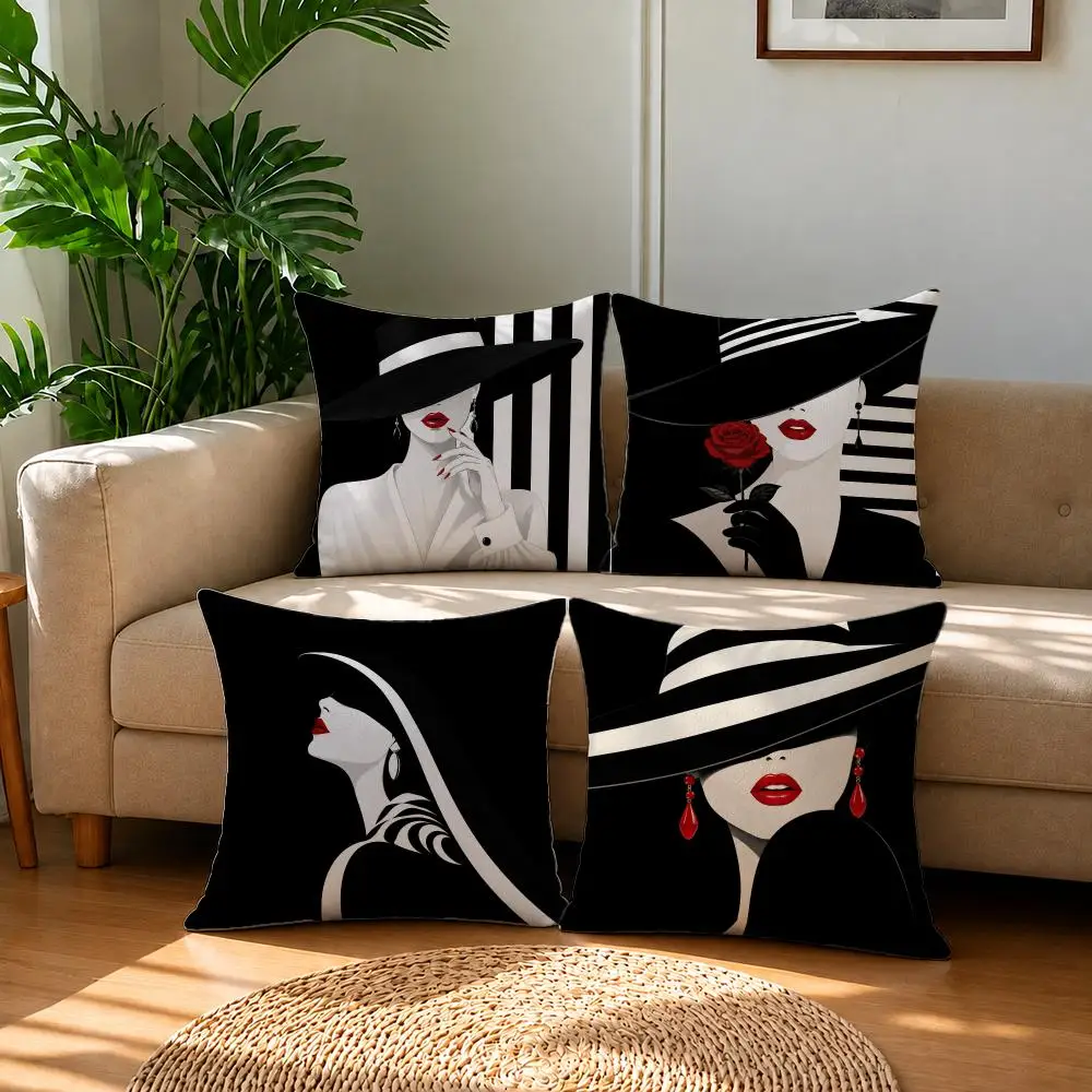 Anime Vantage Anime Elegant Lady Cushion Cover Short Plush Pillowcase, Sofa Bedroom Home Decor & Holiday Gift