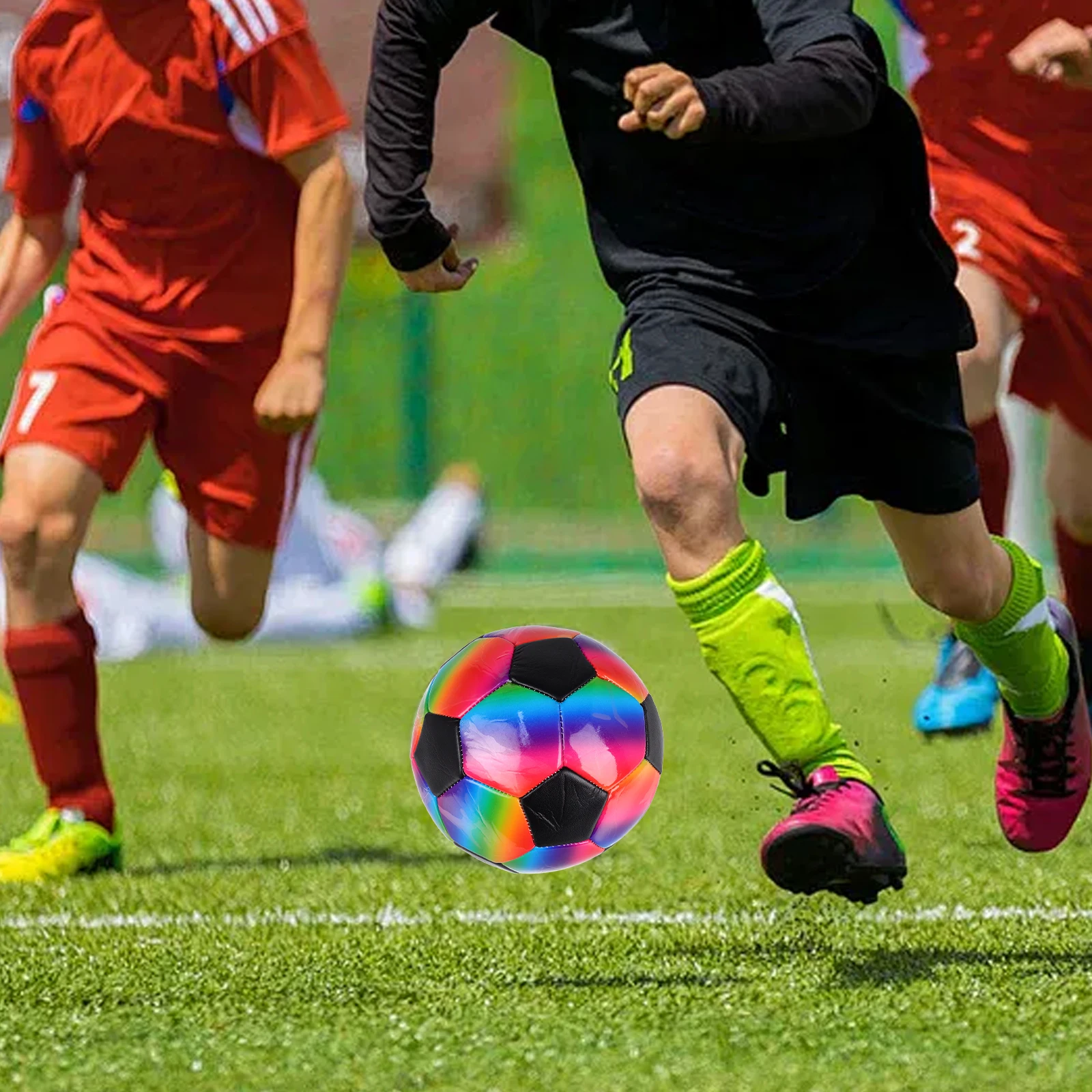 

Rainbow Soccer PVC Football Machine Soccer Ball 21.5Cm For Boys Sewing Inflatable Football for Boys Girls Size 5 Toys Training