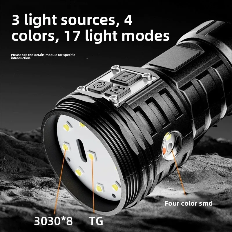 다기능 손전등: 매우 밝음, 미니 휴대용, 캠핑 라이트, 디지털 디스플레이, 장거리, 충전식