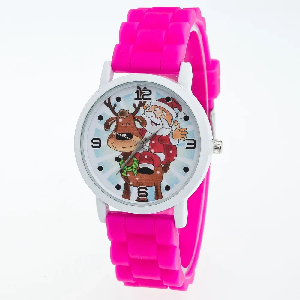 Fashion Children Watches Girls Boys Women Quartz Watch Cartoon Santa Elk Silicone Kids Watch Colorful Strap Clock Christmas Gift