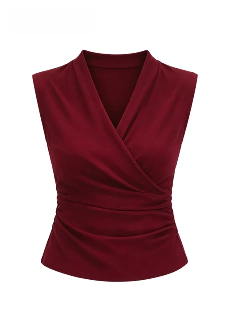 

Summer New Style Women's Vest Top Sleeveless V-Neck plus Size Fashionable Design Breathable Polyester Casual Inner Wear