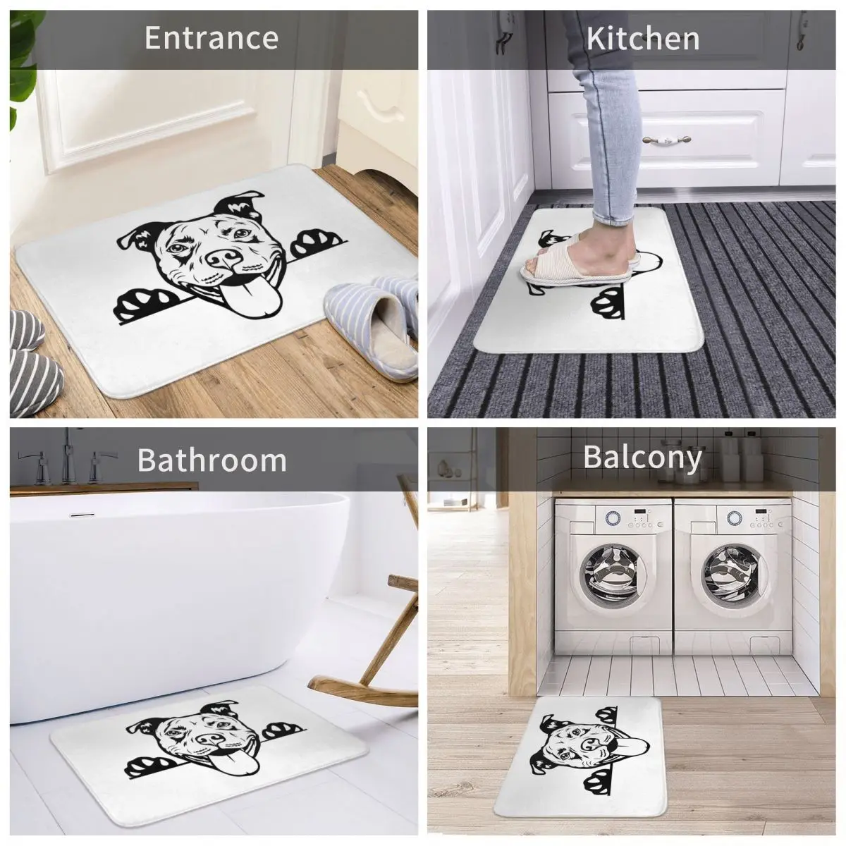 Funny Pitbull Pitbull Dog Lover Line Dog Doge Non-Slip Carpet Doormat Bedroom Kitchen Mat Welcome Floor Rug