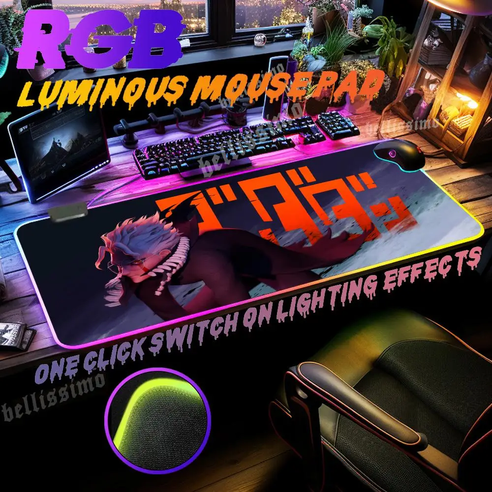 

D_dandadan RGB Rubber No-slip Mouse Mat Gaming escritorio Large Cool Luminous Desk Mat Backlit E-sports Keyboard Pad With LED