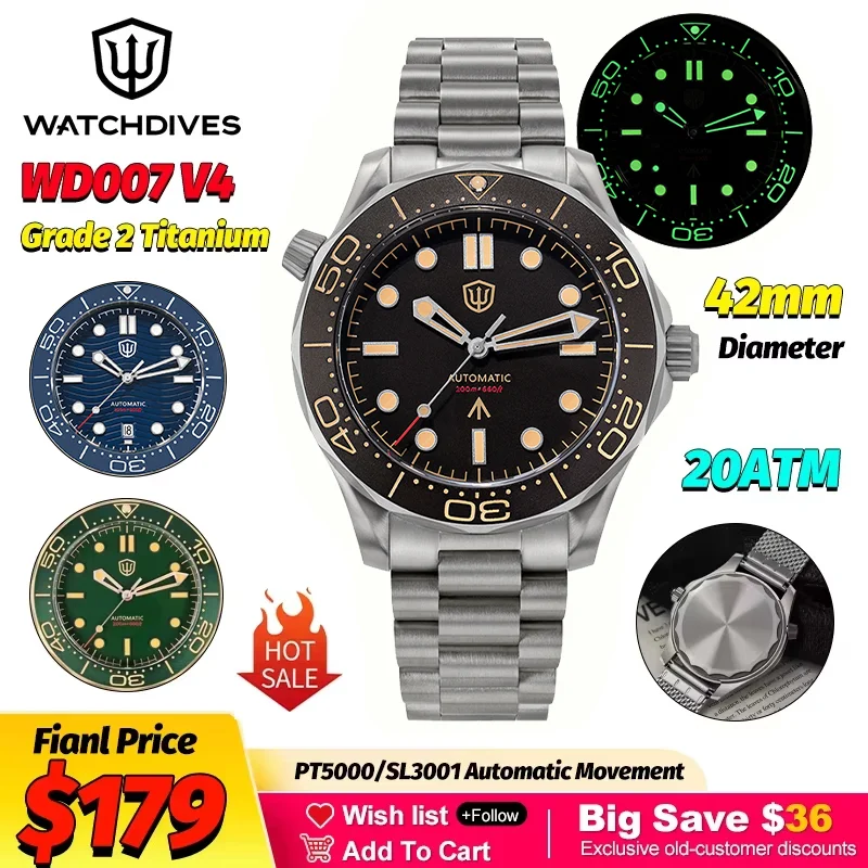 Luxury Watch Grade - Watchdives WD007 V4 42Mm 티타늄 시계