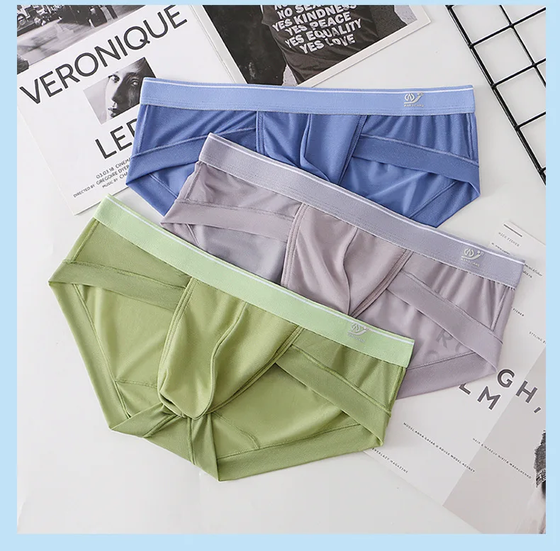 1 PCS Summer New Men\'s Triangle Underwear Ice Silk Mesh Fabric Breathable Quick Drying Men\'s Underwear Solid Color Underwear Men