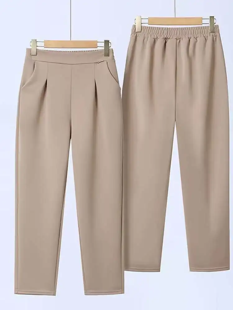 

Брюки-шаровары в корейском стиле с эффектом похудения, больших размеров, для женщин, повседневные, свободные, с высокой талией, прямые, модные джинсы для мам