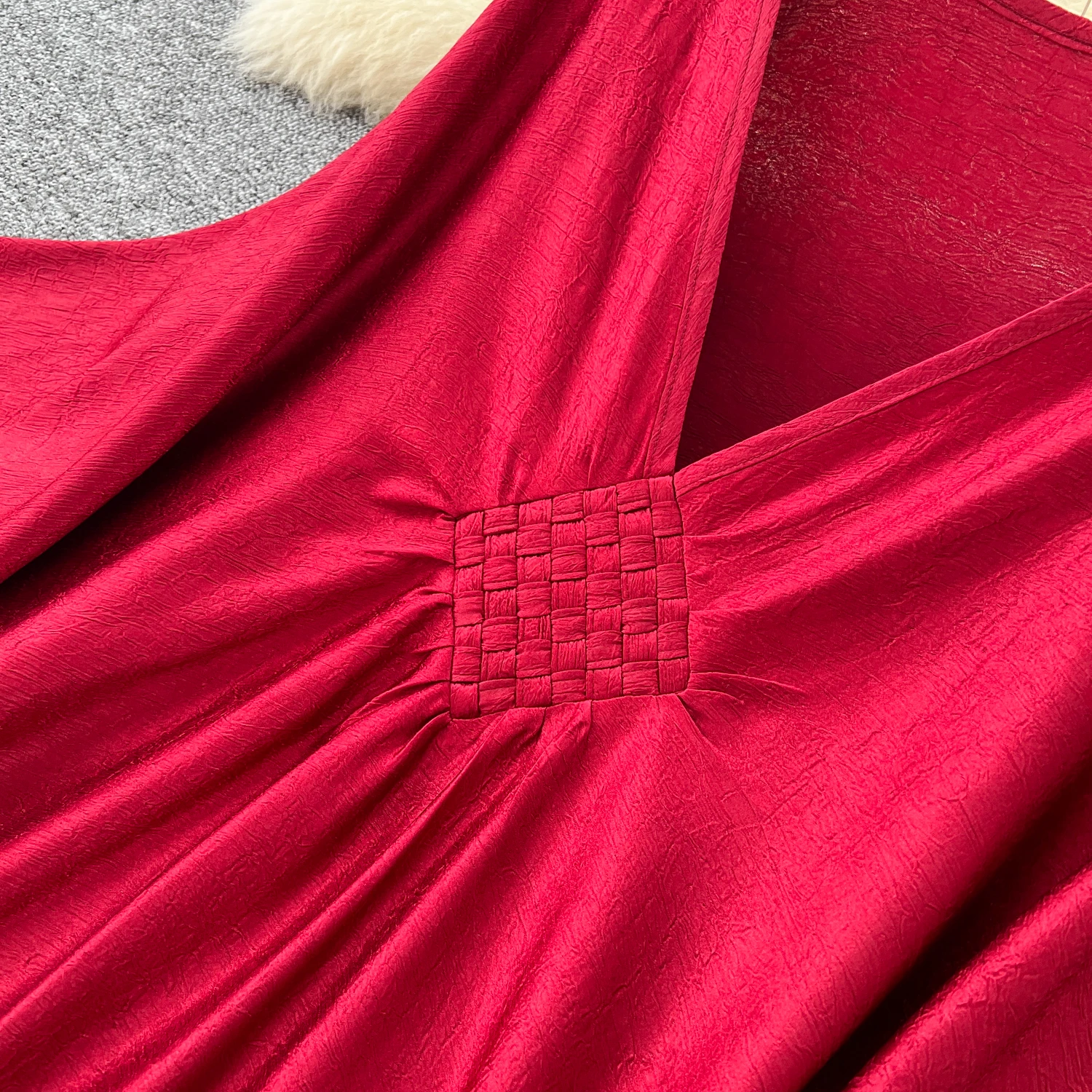 Chic vintage sexy scollo a V sciolto fata estate donna Boho vestito estivo abbigliamento donna abito lungo