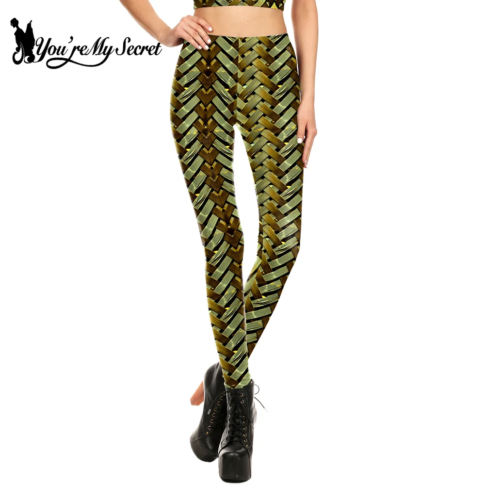 [You're My Secret] Women 3D Woven Basket Print Leggings Summer Slim Thin Trousers Soft Elastic Yoga Pants Casual Fitness Bottoms