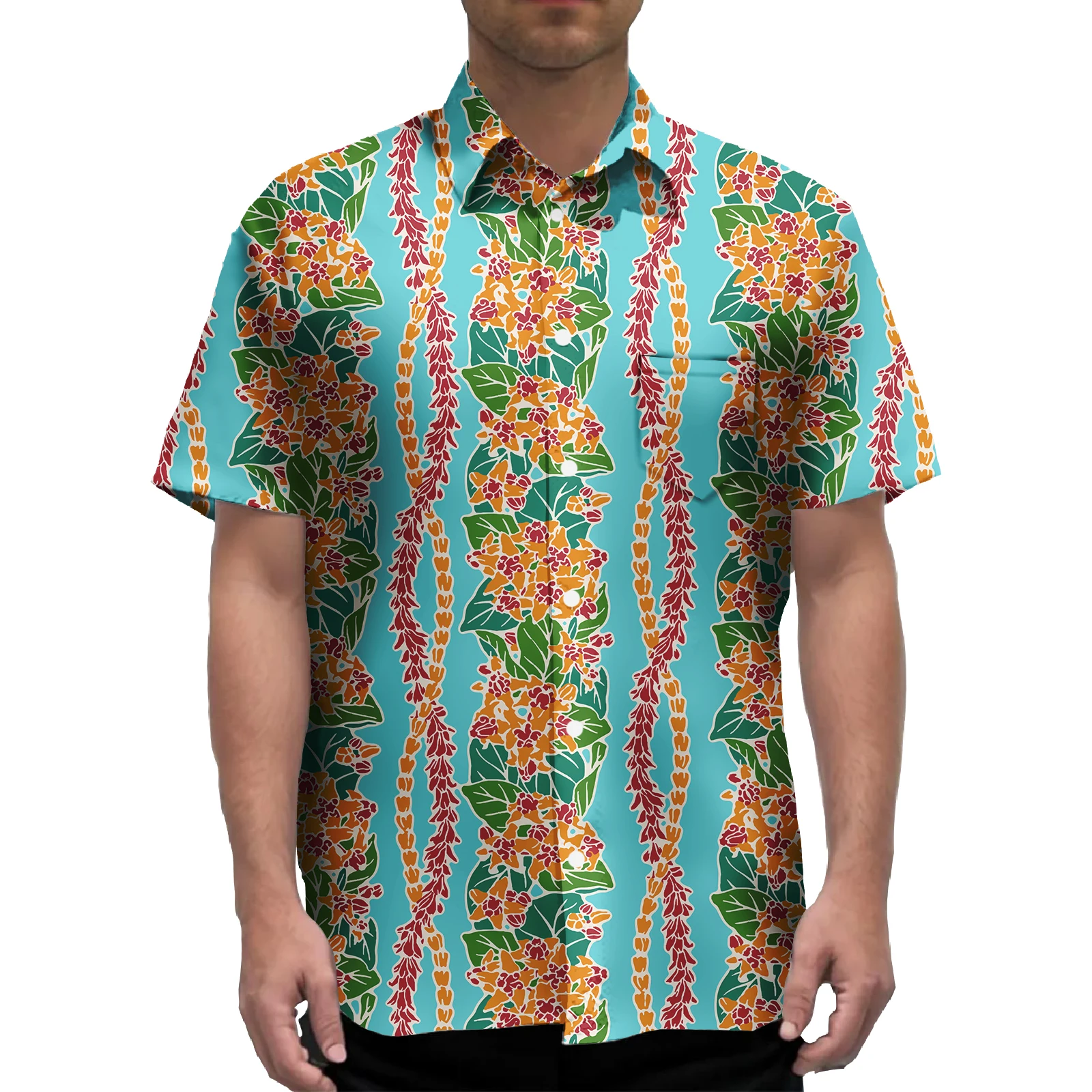 Hot Selling Polynesian Elei Tribal  Beach Party Wedding Casual Fashion Man Shirt Plus Size Men's Shirts