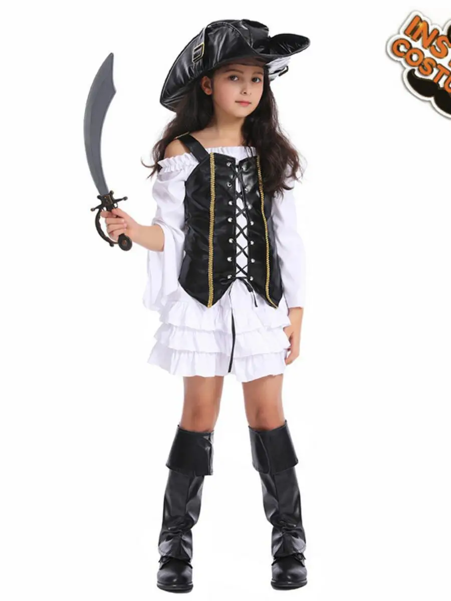 

Новый костюм пирата для девочек на Хэллоуин, костюм для ролевых игр, сценический наряд, прямые поставки от производителя, полиэфирный материал