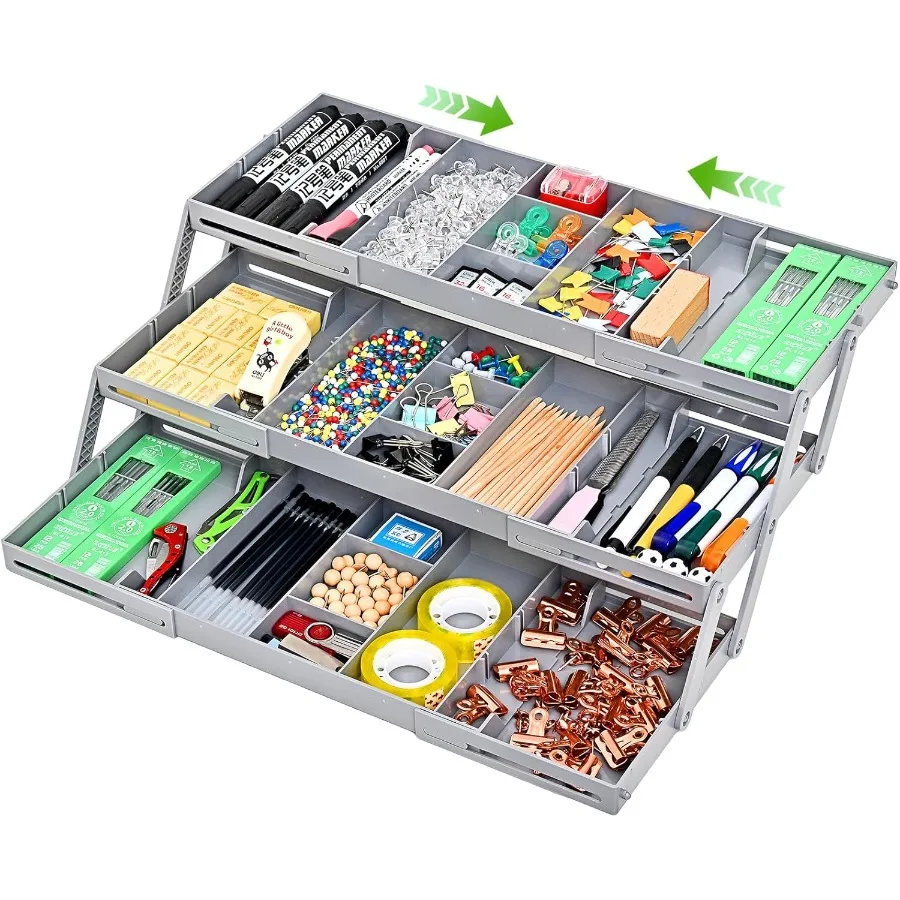 Organizer do szuflad z 3 poziomami, rozszerzalny organizer do szuflad, wielopoziomowy inteligentny organizer do szuflad na kosmetyki, biżuterię, do biurka, biura, do przechowywania.