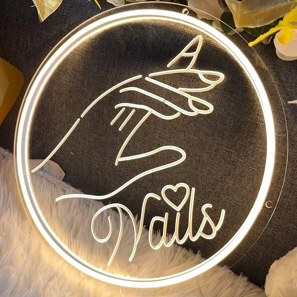 Nails Neon Sign LED Circular Carving Neon Light For Nail shop Beauty Shop Decoration Business Signs Room wall Decoration Lights