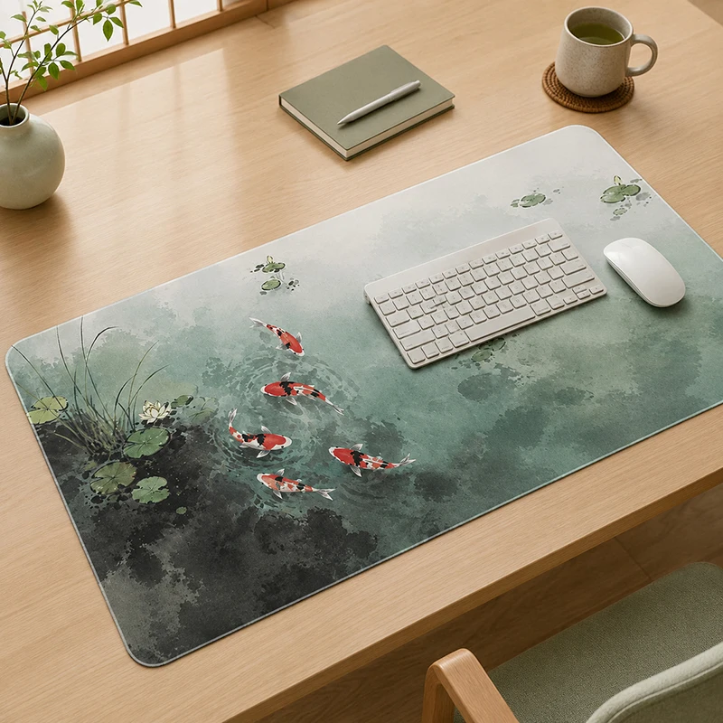 Mauspad Gaming Misty Lotus Koi Pond XL Home Computer HD Mousepad XXL MousePads Büro Weiche rutschfeste PC-Tischmatte Mäusepad