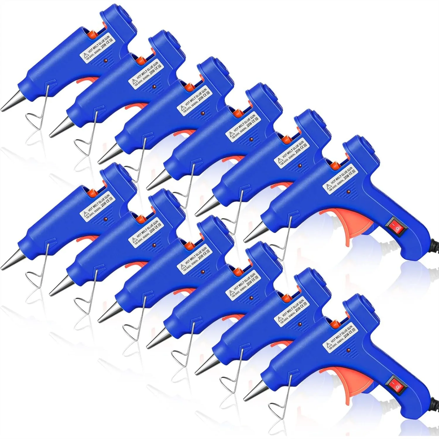 

12 Mini Hot Glue Guns Fast Preheat Easy Squeeze Trigger for School DIY Arts Crafts Office Home Repairs Blue