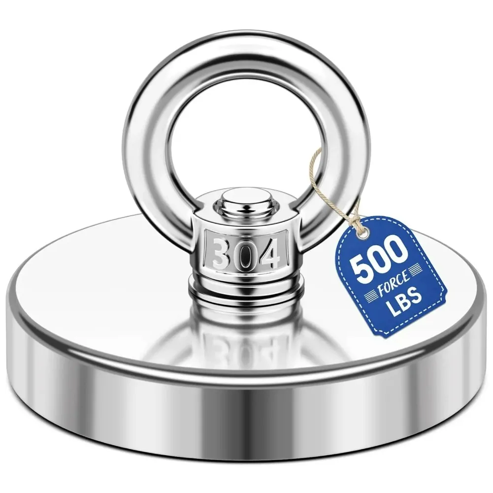 Imán Superpotente de Neodimio para Pesca, Imán de Búsqueda Súper Fuerte con Anilla para Rescate y Pesca Magnética
