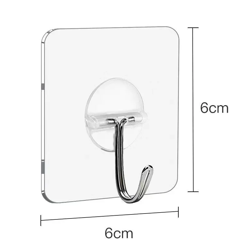 50/1x Strong Self Adhesive Hooks Transparent Heavy Duty Wall Hook Hangers for Kitchen Bathroom Door Key Storage Holder Organizer