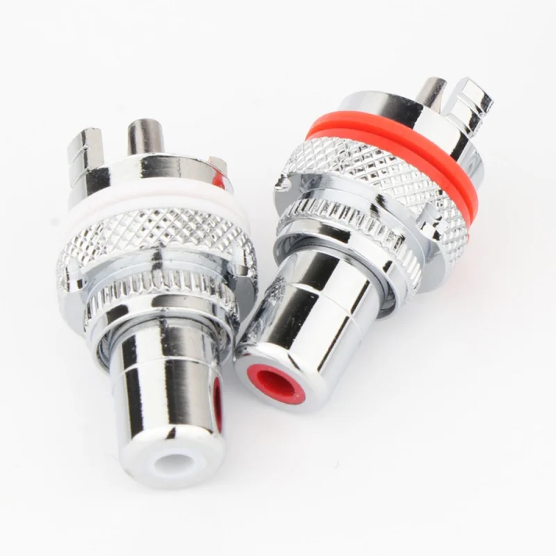 HIFI Silver Plated RCA Female Jack Plug Panel Mount Chassis Socket For Speaker Terminal Audio Panel Adapter RCA Connector