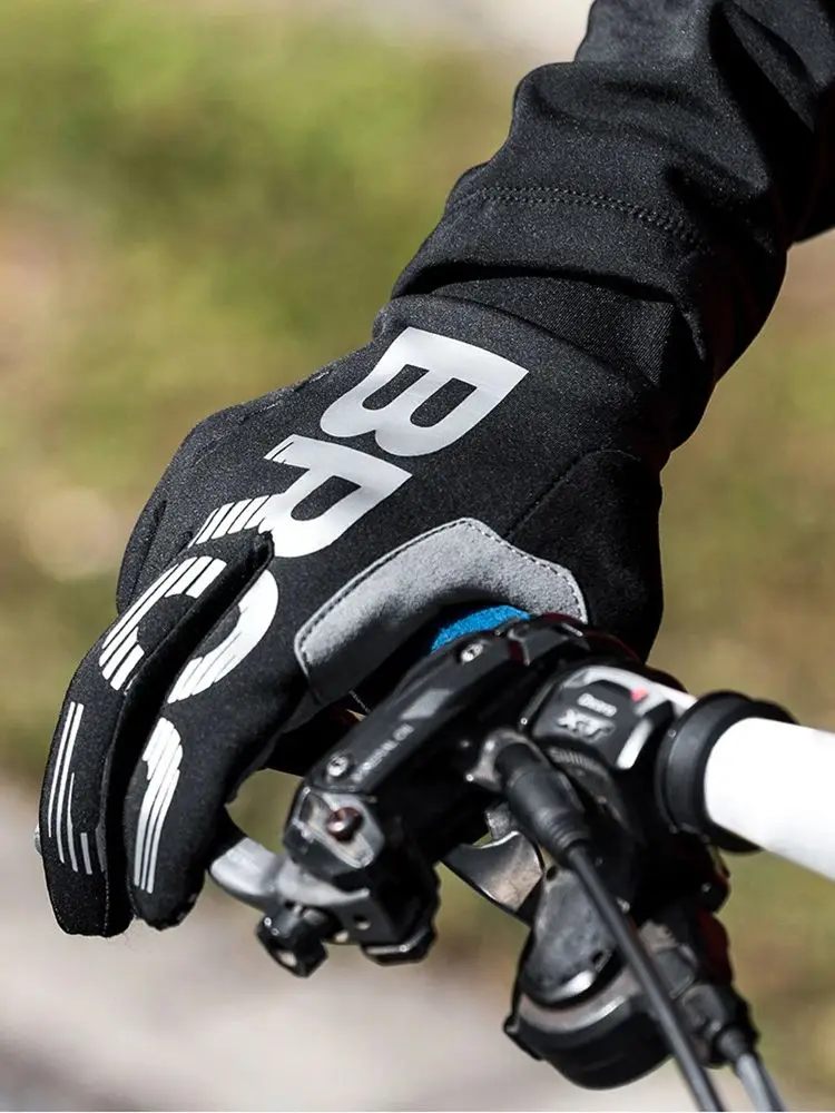 AliExpress ROCKBROS Winter Cycling Gloves SBR Pad Shockproof Windproof Warm Touch Screen Full Finger Gloves Fleece Mtb Bike Bicycle Gloves