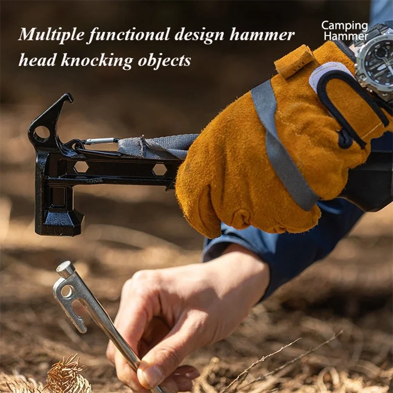 Camping Nail Hammer Outdoor High Carbon Steel Multifunctional Hammer Tent Ground Nail Hammer Household Square Head Hammer