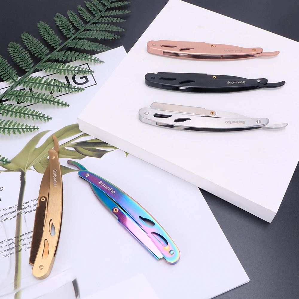 ماكينة حلاقة يدوية للرجال من Barber Shop، ماكينة حلاقة بحافة مستقيمة قابلة للطي، ماكينة حلاقة منزلية من الفولاذ المقاوم للصدأ #2