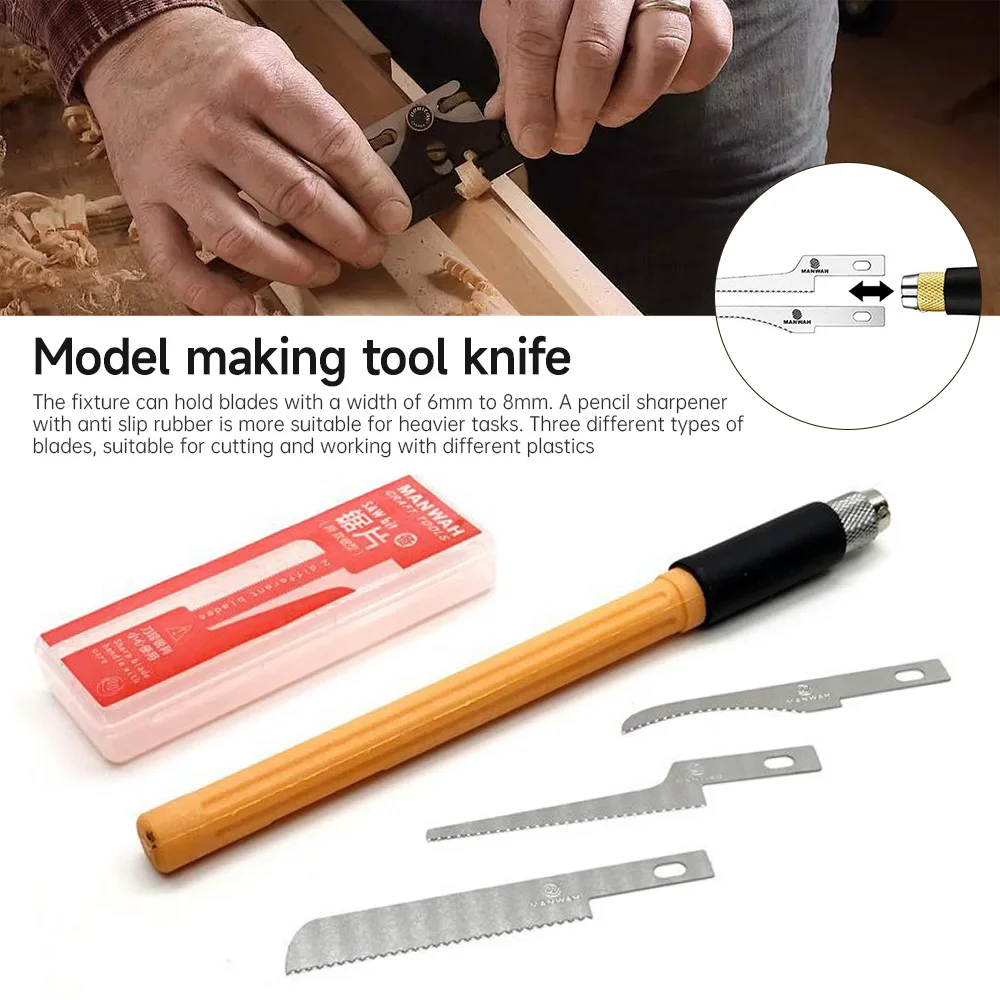 Mini Saw Multi Purpose Hand DIY Steel Saw Wood Saw Kit 3 Blades Woodworking Metalworking Model Hobby Tool