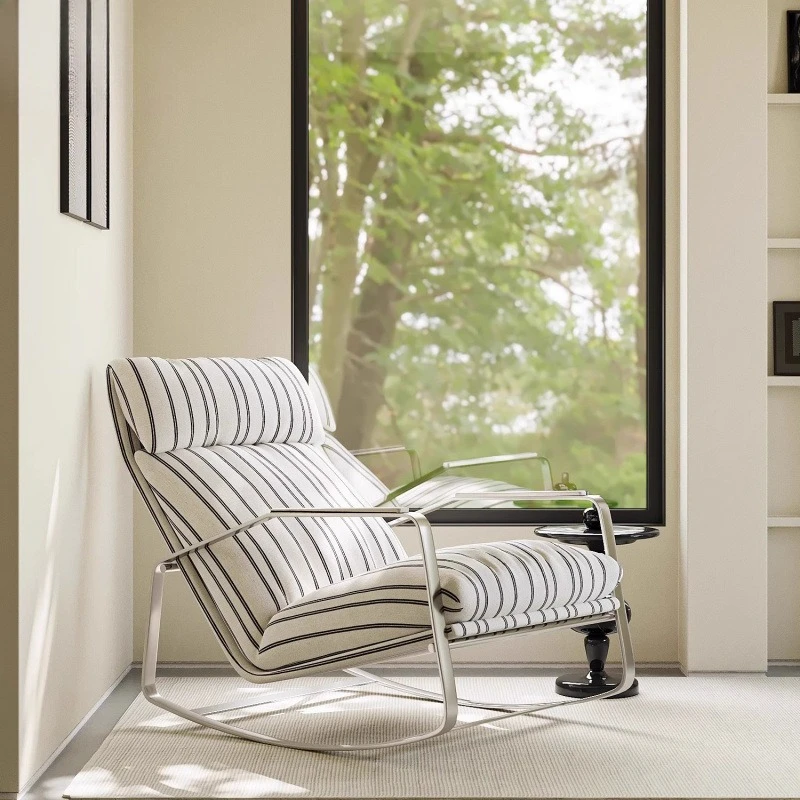 Round Owen Leisure Rocking Chair Wabi Wind Blowing Rocking Chair EasyBedroom Living Room Leisure Lazy Sofa Rocking