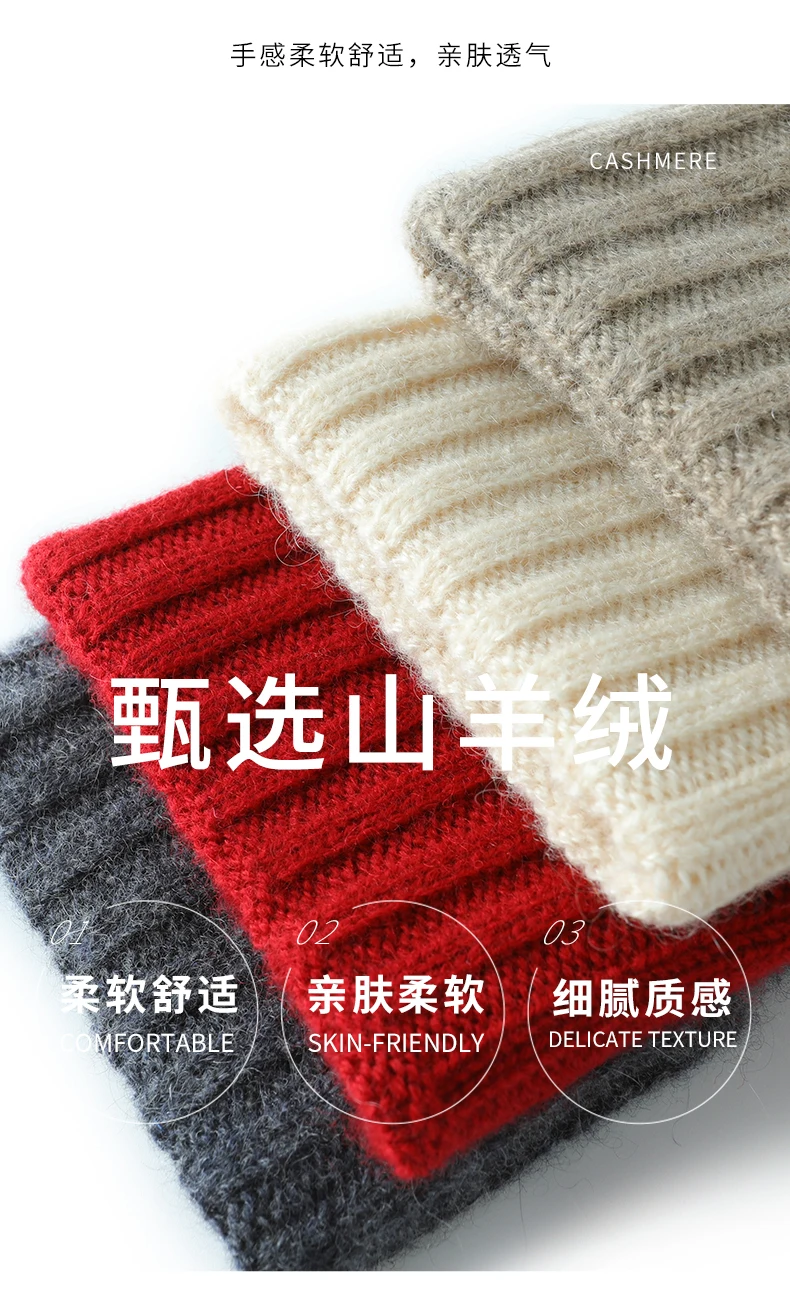 Winter High-Quality 100% Real Cashmere Touch Screen Gloves Women Soft Warm Stretch Knit Mittens Full Finger Guantes Female