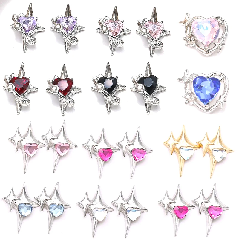 

10 Pcs/bag new Star nails Art Charm Silver and Gold Star Rhinestone pendant nail jewelry glitter luxurious nail decoration