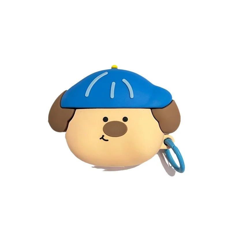Para funda Airpods Pro 2, funda para perro con sombrero azul de dibujos animados 3D para AIirpods Pro, funda protectora de silicona suave para auriculares para Airpods 1/2