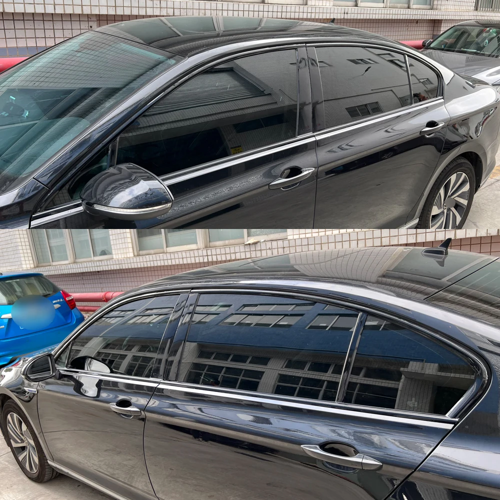 

For Volkswagen Passat B8 2017-23 Europe Sedan Window Chrome Remote Dimming Racks ABC Glossy Black Stickers