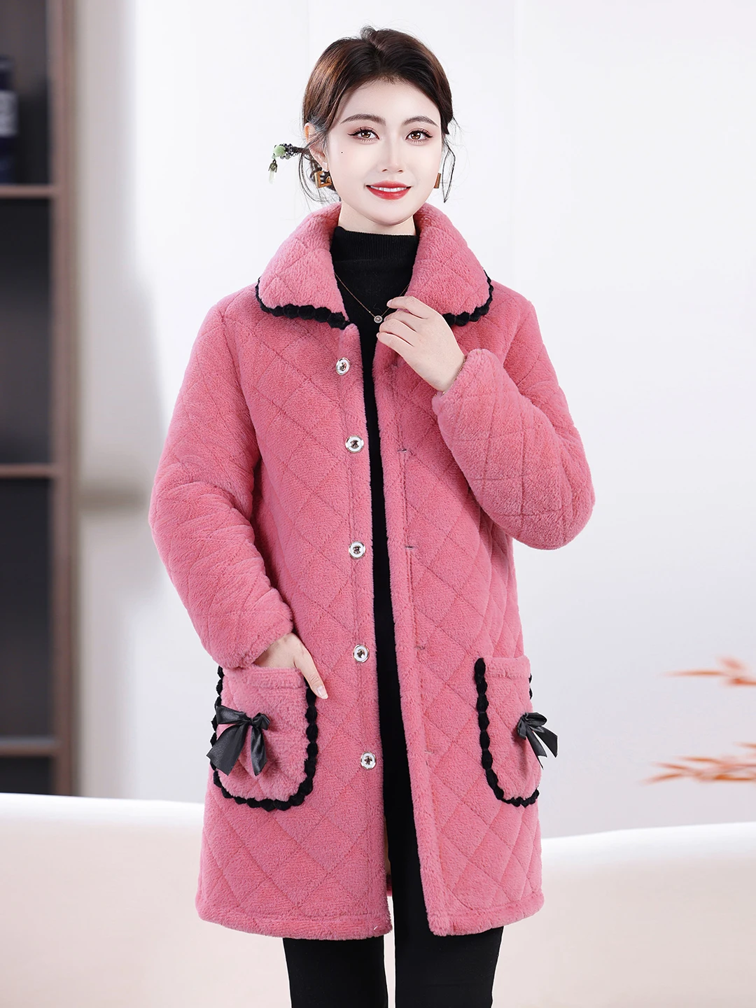 

New 2025 Women's Thiened Fce Lined Oversized Mid-Length Cotton Jaet Warm Anti-soil Winter Clothes Sichuan Sle Coat