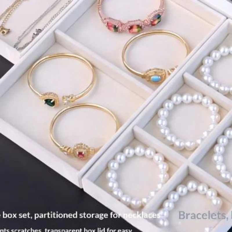 4/6/8Pcs/Set Flocking Jewelry Box And Jewelry Tray Perfect For Storing And Organizing Various Small Jewelry