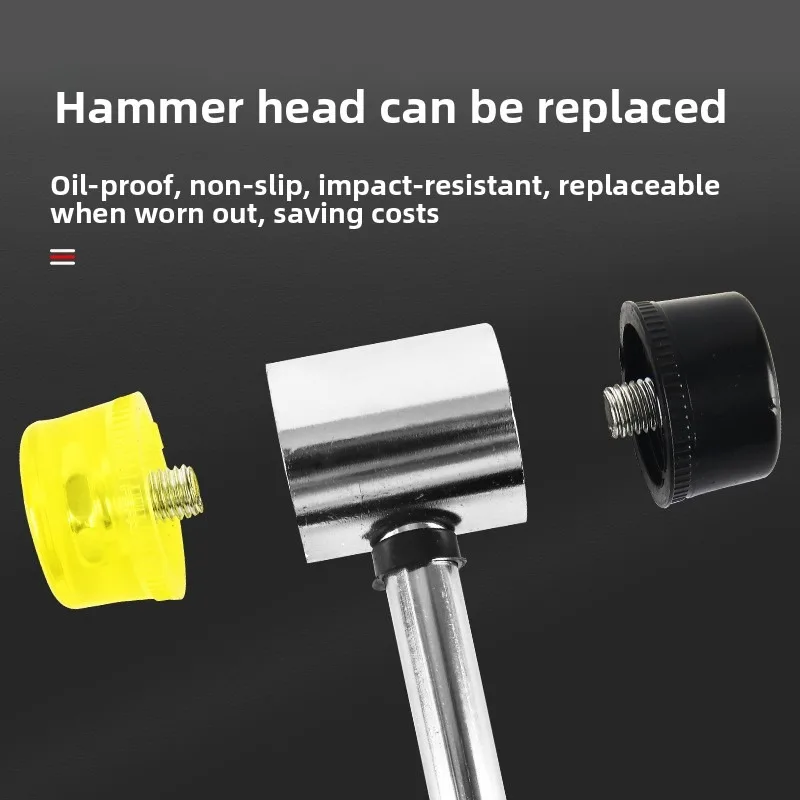 2-in-1 Soft Mallet, Replaceable Head Hammer for Tile Installation & Carpentry